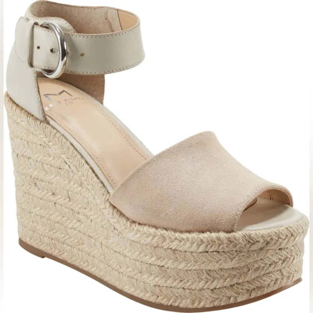 Marc Fisher LTD Genuine Leather Espadrille Platform Sandals